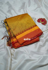 Mustard Yellow - Leela Premium Khadi Cotton with Skirt Border - Perfect for Office Wear