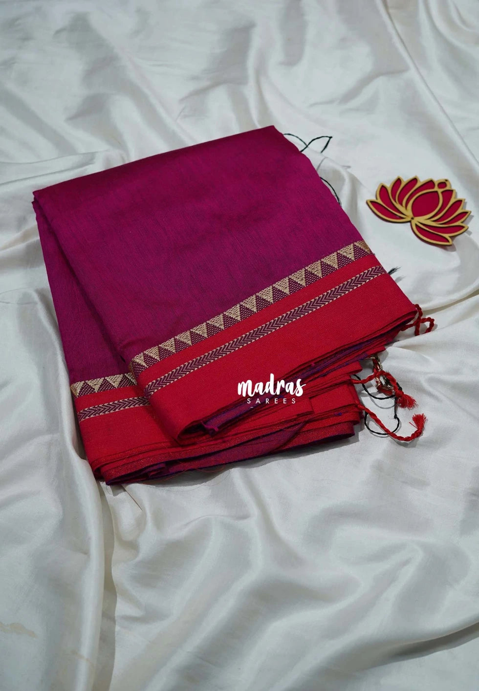 Magenta Pink - Leela Premium Khadi Cotton with Thread Weaving Border - Perfect for Office Wear