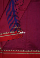 Violet Blue - Leela Premium Khadi Cotton with Thread Weaving Border - Perfect for Office Wear