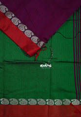 Magenta Purple - Leela Premium Khadi Cotton with Thread Weaving Mango Border - Perfect for Office Wear
