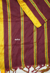 Leela -  Soft khadi saree with horizontal zigzag thread weaving - Deep Maroon