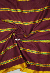 Leela -  Soft khadi saree with horizontal zigzag thread weaving - Deep Maroon