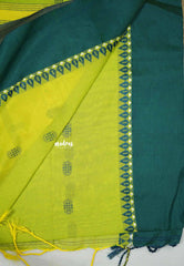 Leela -  Soft khadi butta saree satin skirt border - Neon green