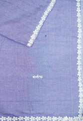 Leela -  Plain khadi with floral lace border - Mild lavender