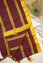 Leela -  Soft khadi saree with horizontal zigzag thread weaving - Deep Maroon