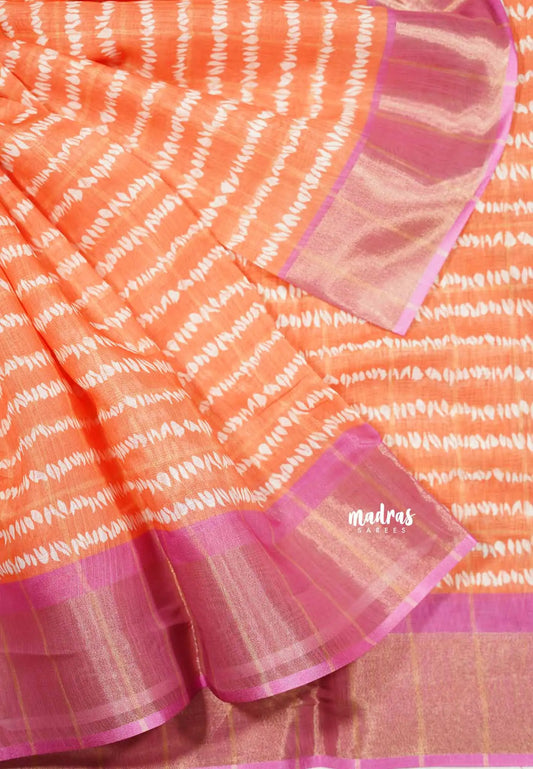 Orange - Linen cotton with tissue border