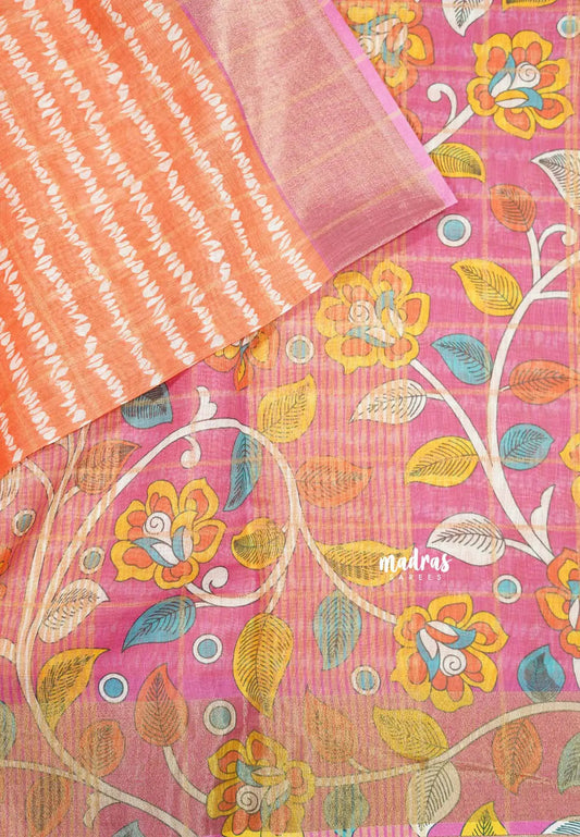 Orange - Linen cotton with tissue border