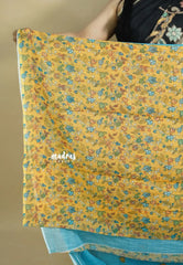 Sky Blue - Light weight Linen cotton with kalamkari pallu and blouse