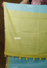 Pastel Aqua Blue - Linen Cotton Saree Floral Print with Tiny Border - Best for Office Wear | Casual Wear | Doctors | Professors | Teachers Friendly