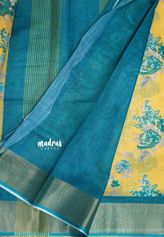 Mustard  Yellow - Linen cotton with tissue border