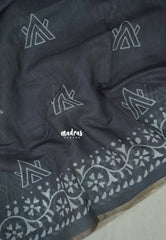 Cool Grey - Linen Cotton Saree with Contrast Pallu and Blouse - Best for Office Wear | Casual Wear