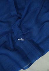 Cobalt Blue - Pragathi - Linen Cotton Saree with Madras Checks and Blouse - Best for Office Wear | Casual Wear