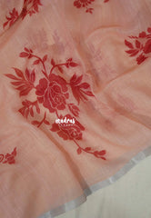 Peach Glow - Linen Cotton Saree with Floral Prints - Best for Office Wear | Casual Wear