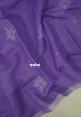 Lavender Purple - Linen Cotton Saree with Floral Pattern Prints - Best for Office Wear | Casual Wear