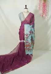 Magenta Pink - Pragathi - Linen Cotton Saree with Kalamkari Pallu and Blouse - Best for Office Wear | Casual Wear