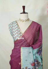 Magenta Pink - Pragathi - Linen Cotton Saree with Kalamkari Pallu and Blouse - Best for Office Wear | Casual Wear