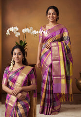 Multicolor with Magenta - Kanimozhi - Premium Soft Semi Silk Paalum Pazhamum Checks - Best for Wedding Functions