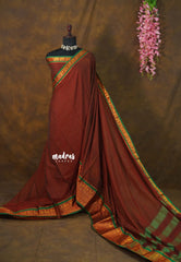 Majestic Maroon - Andal – Madras Margazhi Special - Narayanpet Silk Cotton with muthukattam and mayil border