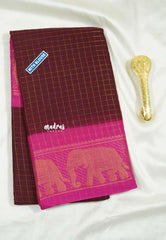 Maroon with pink - Margazhi Sungudi checks Tradiotional border with blouse
