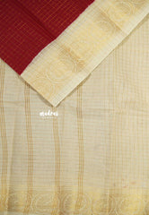 Red with beige - Margazhi Sungudi checks Tradiotional border with blouse