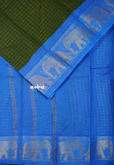 Green with blue  - Margazhi Sungudi checks Tradiotional border with blouse
