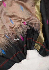 Maheswari - lightweight cotton silk with border - Soft Amber (assorted buttas)