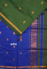 Deep green - Maheswari - Premium lightweigt cotton silk with contrast pallu and blouse