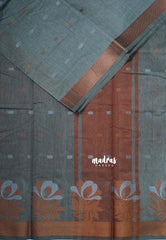 Design 2 Lead Grey - Maheswari - Lightweight cotton silk saree Thread Weaving body with Buttas - Best for Small Functions