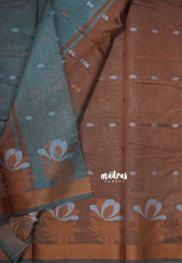 Design 2 Lead Grey - Maheswari - Lightweight cotton silk saree Thread Weaving body with Buttas - Best for Small Functions