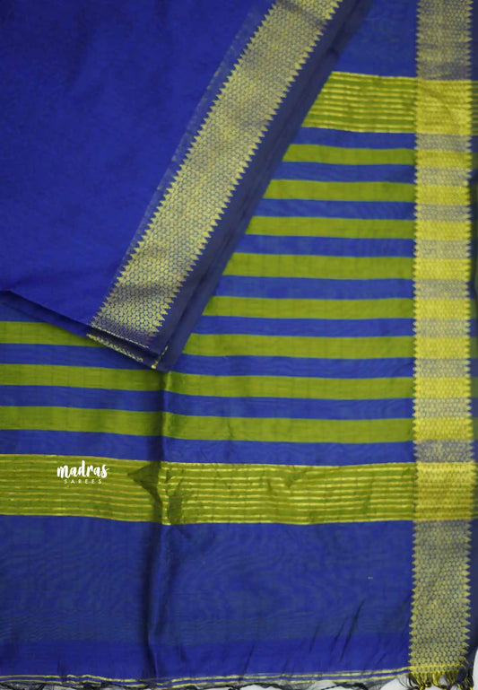 Maheswari - lightweigt cotton silk with tissue border - MS Blue