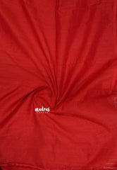 Crimson red - Maheswari - Premium cotton silk with with silver thread temple weaving
