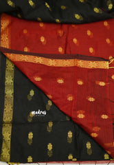 Maheswari - Black cotton silk with buttas golder border