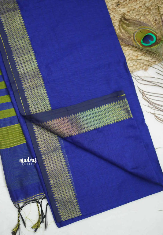 Maheswari - lightweigt cotton silk with tissue border - MS Blue