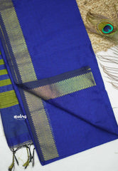 Maheswari - lightweigt cotton silk with tissue border - MS Blue