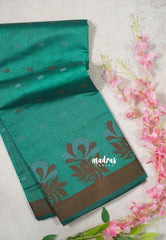 Design 2 Peacock Green - Maheswari - Lightweight cotton silk saree Thread Weaving body with Buttas - Best for Small Functions