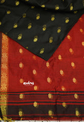 Maheswari - Black cotton silk with buttas golder border