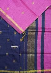 Magenta pink - Maheswari - Premium lightweigt cotton silk with contrast pallu and blouse