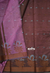 Design 2 Dark Mauve pink - Maheswari - Lightweight cotton silk saree Thread Weaving body with Buttas - Best for Small Functions