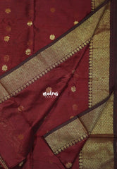 Araku Maroon - Maheswari - Lightweight Cotton Silk Saree with Getti Border and Buttas - Perfect for Pooja Funtions
