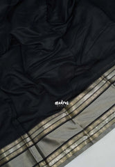Jet Black -  Maheswari - Premium Lightweight Cotton Silk with Rudraksham Border - Perfect for Festive Wear