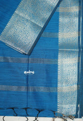 Peacock Blue - Maheswari - Lightweight cotton silk saree grooves with big mango getti border  - Perfect for Small Functions