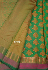 Classic Green - Maheswari - Cotton Silk with Full Weaving Buttas - Best for Small Functions