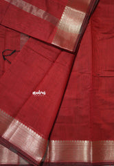 Majestic Maroon - Maheswari - Lightweight cotton silk saree with getti neli border  - Perfect for Small Functions