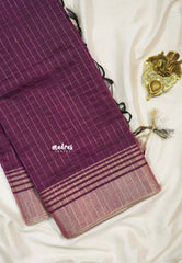 Berry Bliss Purple - Maheswari - Cotton silk saree with checks body  - Perfect for Office Wear