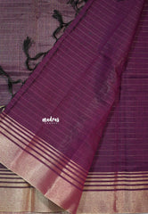 Berry Bliss Purple - Maheswari - Cotton silk saree with checks body  - Perfect for Office Wear