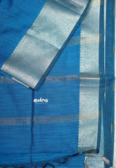 Peacock Blue - Maheswari - Lightweight cotton silk saree grooves with small mango getti border - Perfect for Small Functions