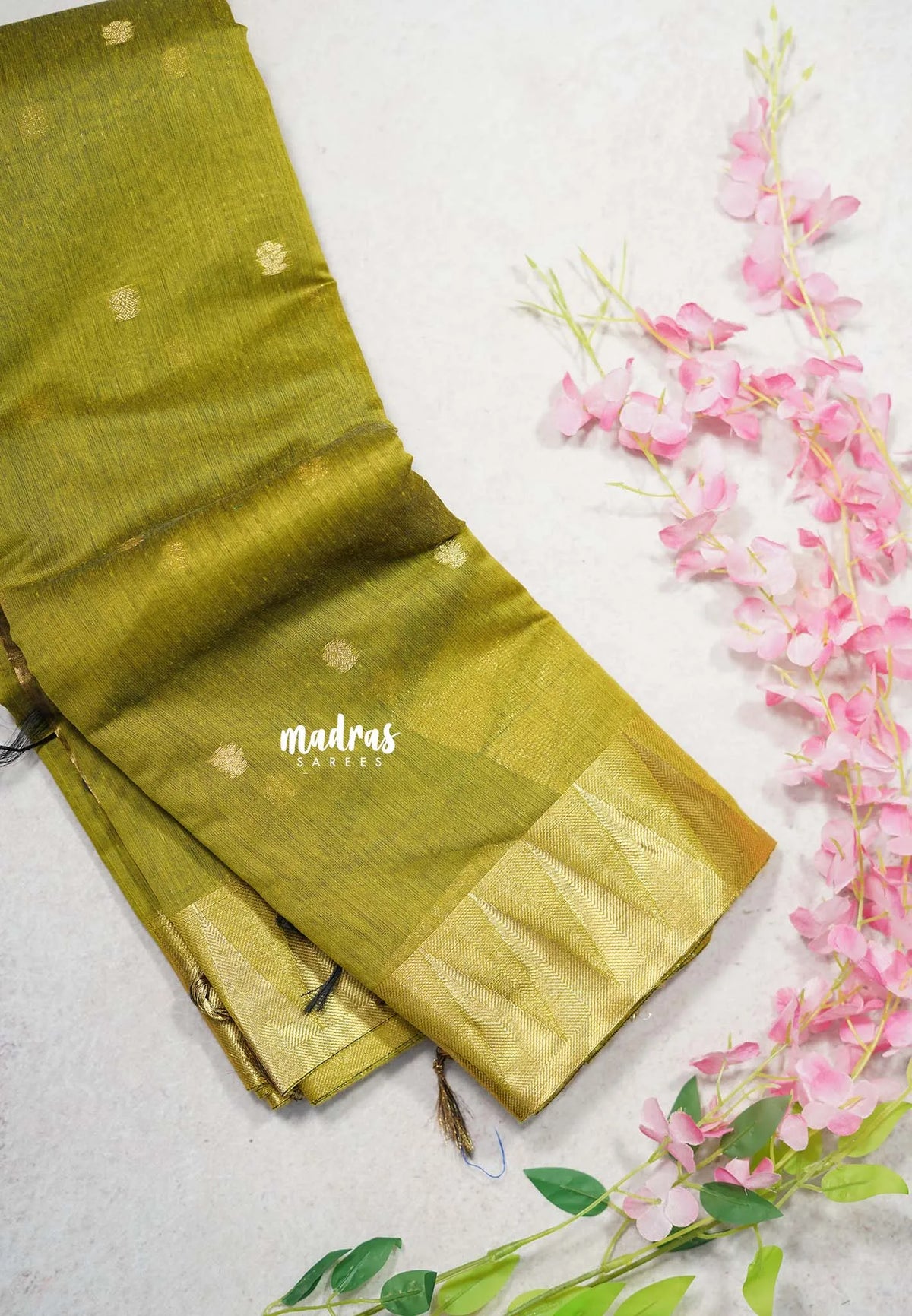 Mehendi Green - Maheswari - Lightweight cotton silk saree with temple border - Perfect for Temple Visit