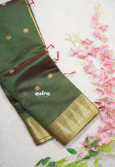 Dual Shade Forest Green - Maheswari - Lightweight cotton silk saree with temple border - Perfect for Temple Visit