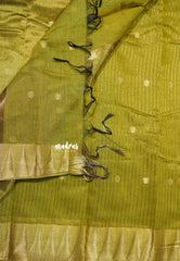 Mehendi Green - Maheswari - Lightweight cotton silk saree with temple border - Perfect for Temple Visit