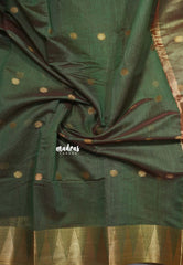 Dual Shade Forest Green - Maheswari - Lightweight cotton silk saree with temple border - Perfect for Temple Visit